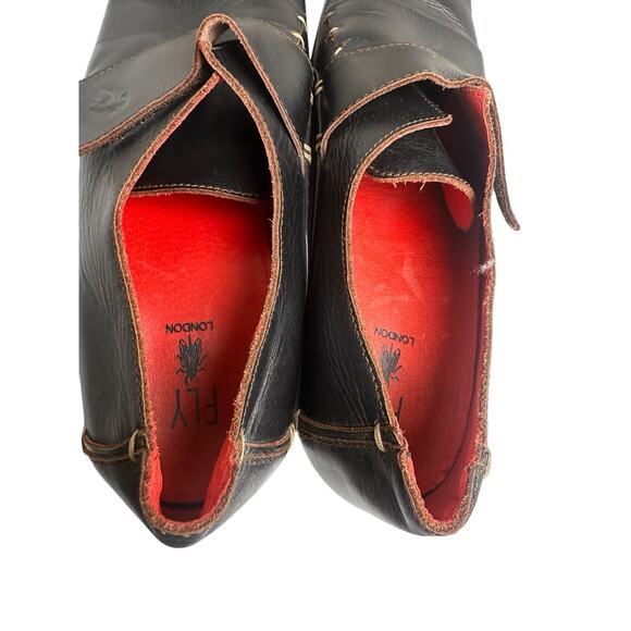 Fly London Square Toe Single Monk Strap Black Leather Men Shoes Sz 45 11.5-12 US - Picture 6 of 16